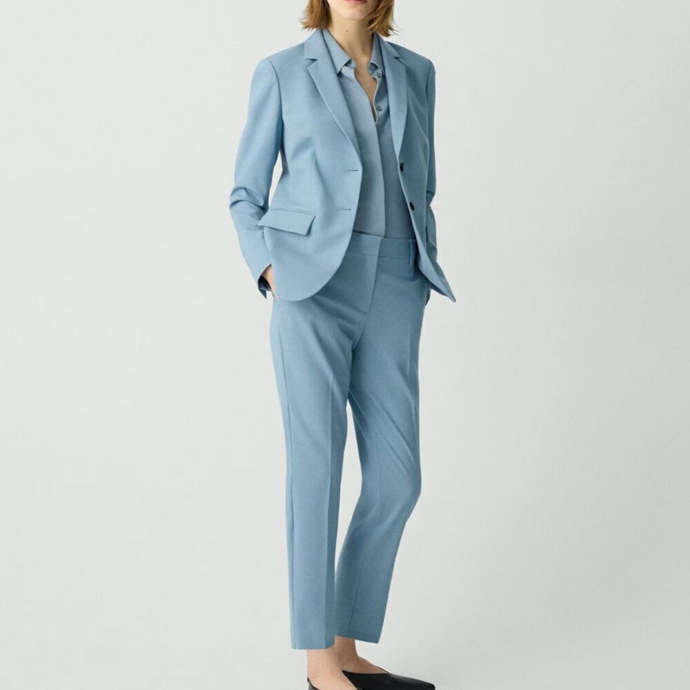 THEORY Treeca 2 SKY Blue Traceable Wool Cropped Pant NWT (flawed) Size 18